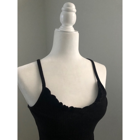 Black Fitted Mini Ruffle Top - Picture 2 of 6